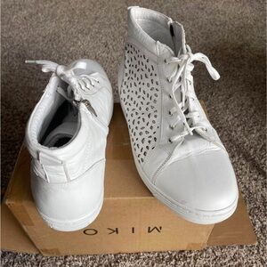 White Lace-Up High-Top Sneakers
